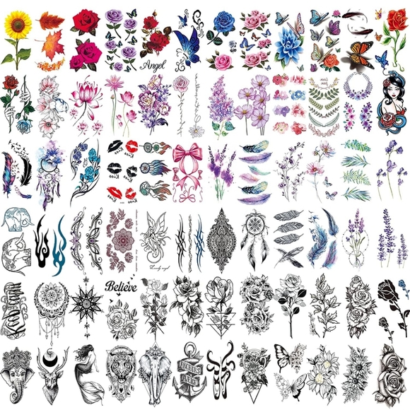 Temporary Tattoos Flower Tattoo butterfly body art - Picture 1 of 7